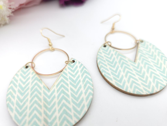 Preview: Große Holz Ohrringe Wood Muster